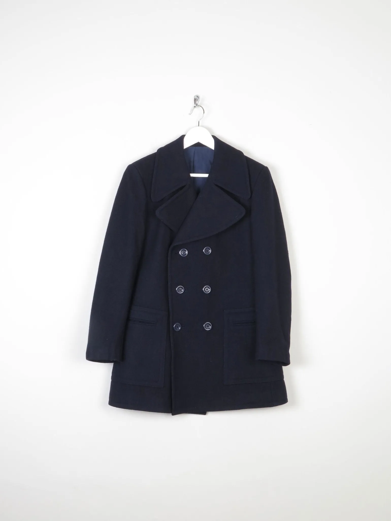 Men's Vintage Navy 1970s Peacoat S