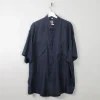 Men's Vintage Navy Silk Shirt XL