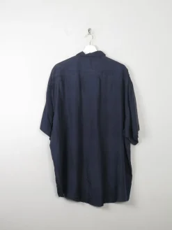 Men's Vintage Navy Silk Shirt XL