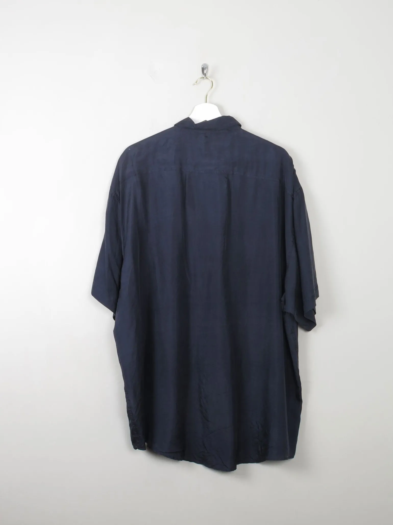 Men's Vintage Navy Silk Shirt XL
