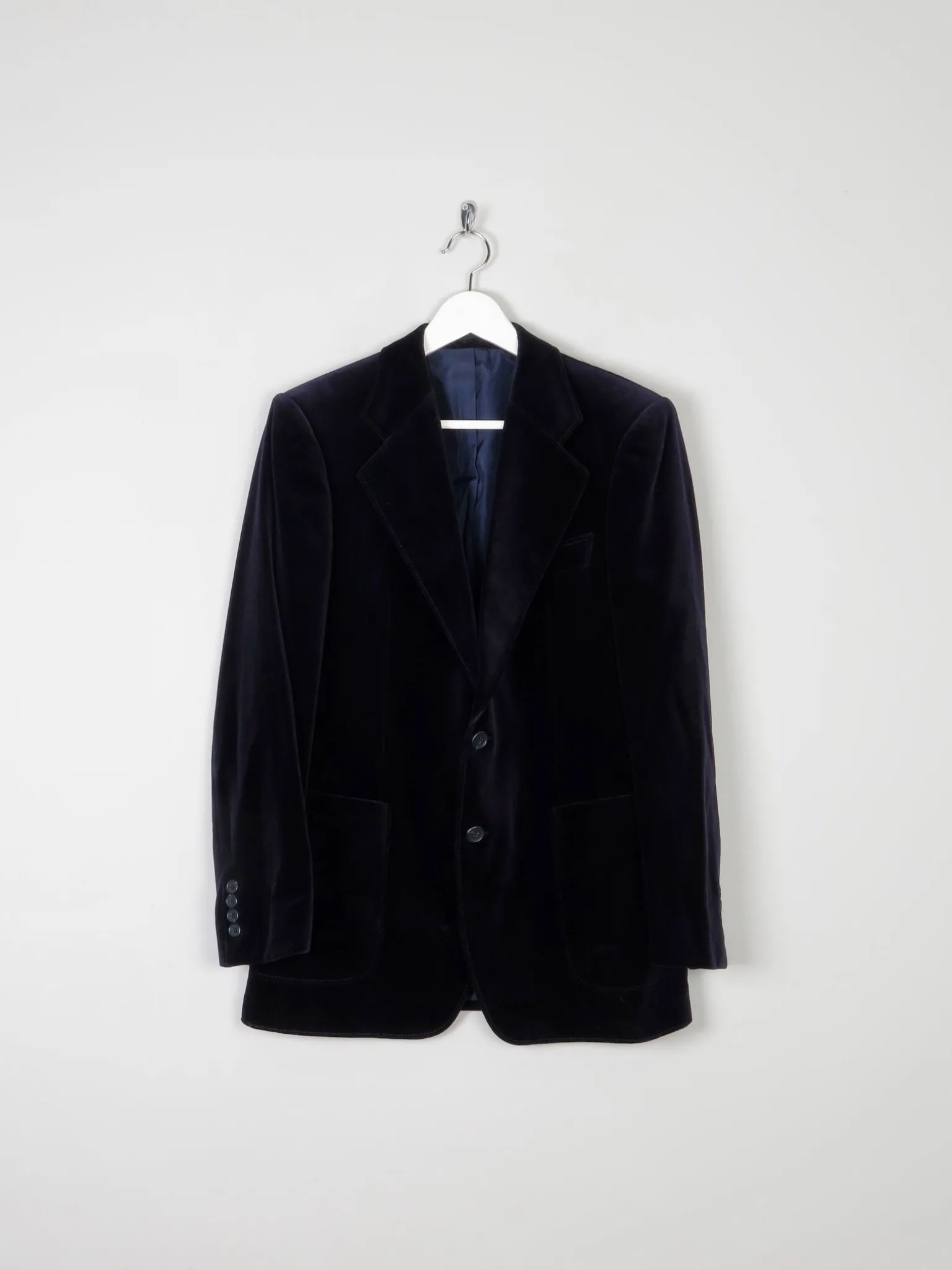 Men's Vintage Navy Tailored Velvet Jacket 40/42 M