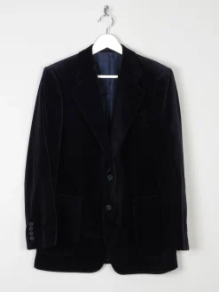 Men's Vintage Navy Tailored Velvet Jacket 40/42 M