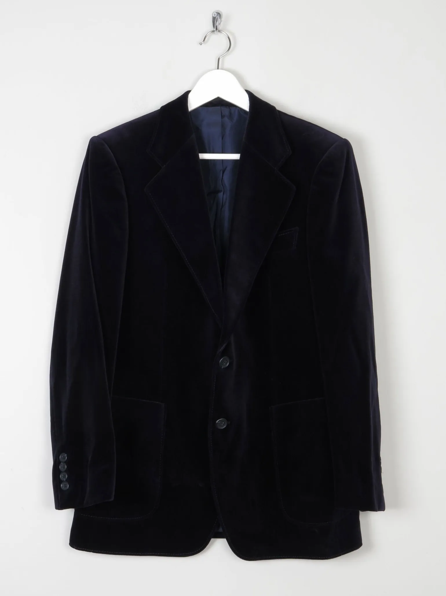 Men's Vintage Navy Tailored Velvet Jacket 40/42 M