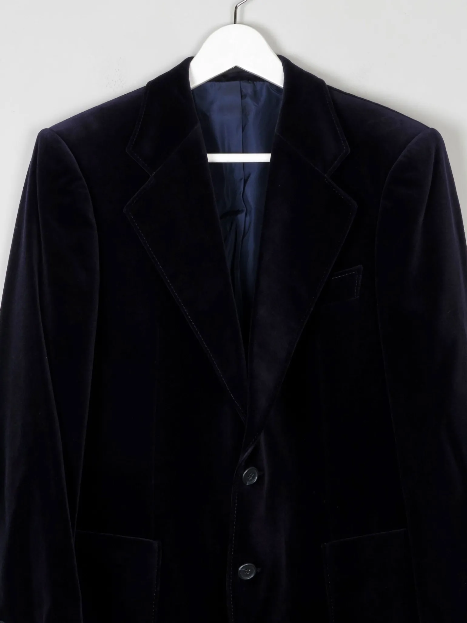 Men's Vintage Navy Tailored Velvet Jacket 40/42 M