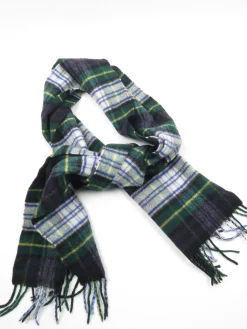 Men's Vintage Navy Tartan Wool Scarf