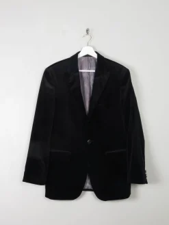 Men's Vintage Navy Velvet Jacket With Print 38/S