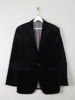 Men's Vintage Navy Velvet Jacket With Print 38/S