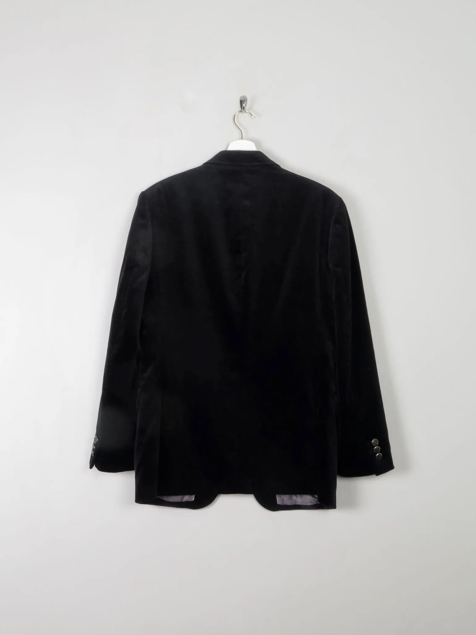 Men's Vintage Navy Velvet Jacket With Print 38/S