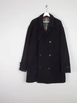 Men's Vintage Navy Wool 3/4 Double Breasted Vintage Coat L/XL