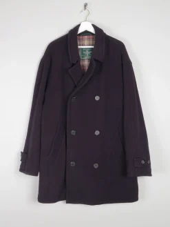Men's Vintage Navy Wool 3/4 Double Breasted Vintage Coat L/XL
