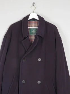 Men's Vintage Navy Wool 3/4 Double Breasted Vintage Coat L/XL