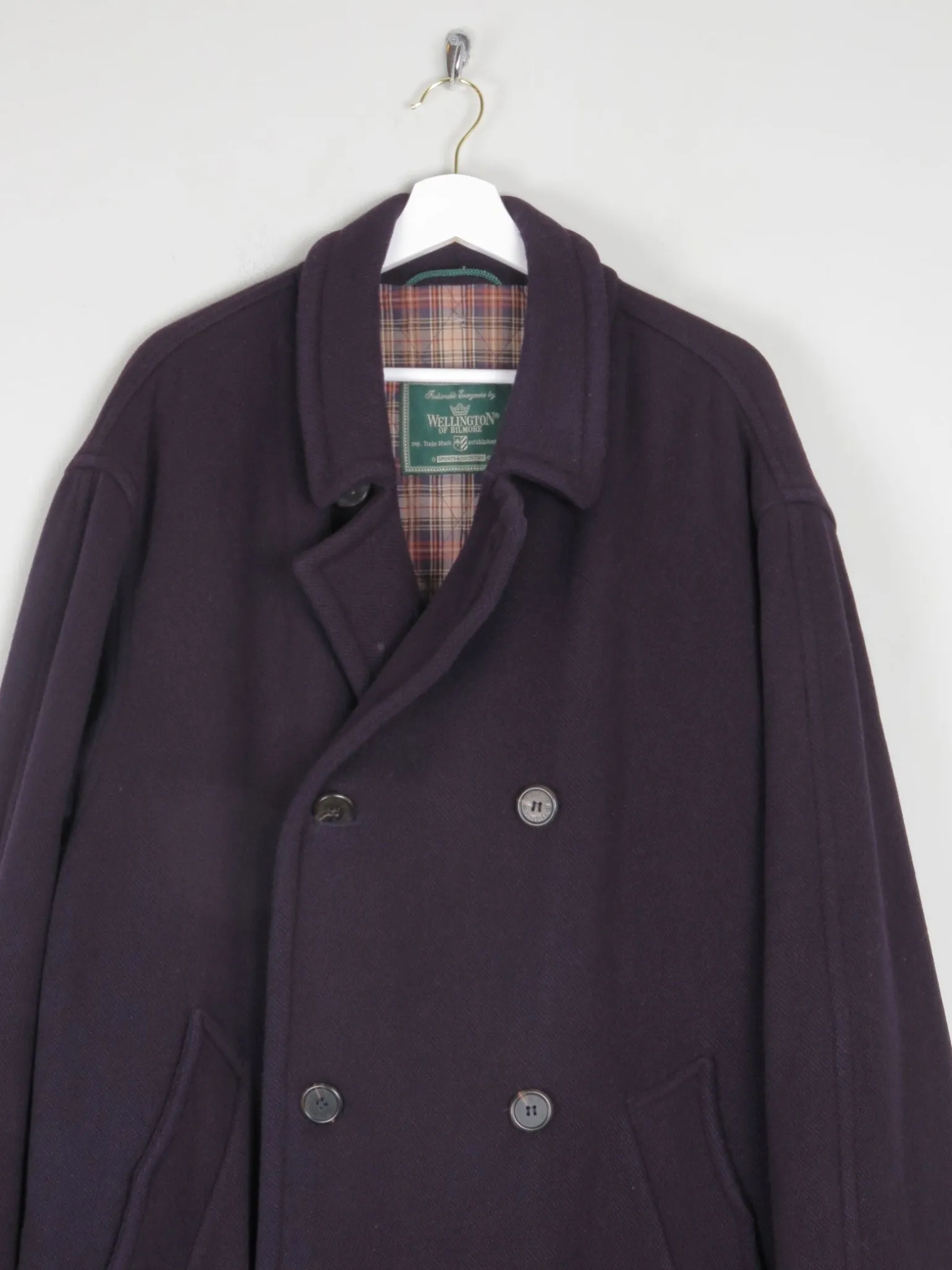 Men's Vintage Navy Wool 3/4 Double Breasted Vintage Coat L/XL