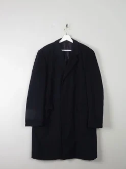 Men's Vintage Navy Wool Overcoat L/XL 44/46