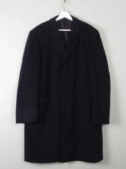 Men's Vintage Navy Wool Overcoat L/XL 44/46
