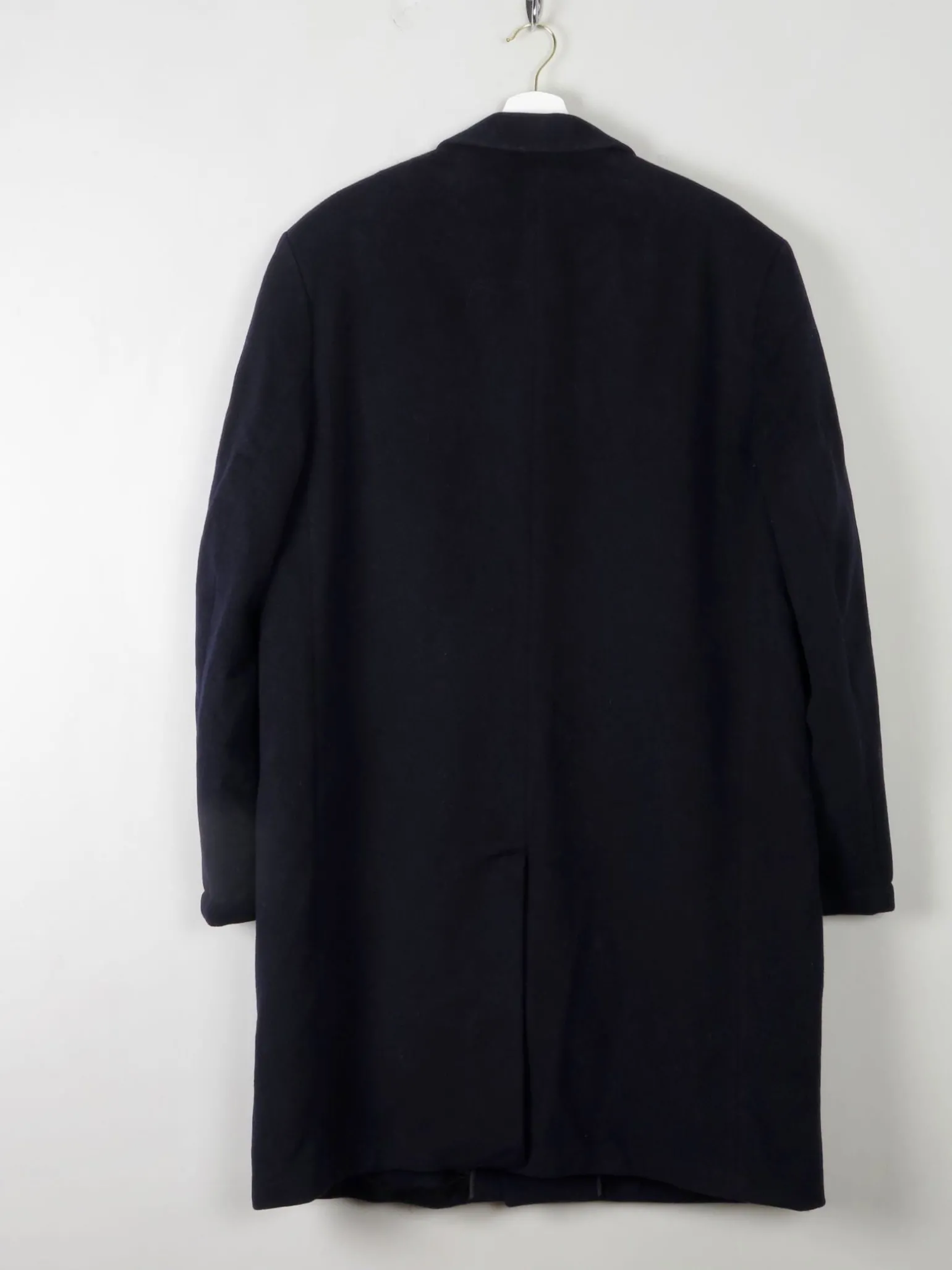 Men's Vintage Navy Wool Overcoat L/XL 44/46