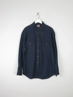 Men's Vintage Navy/Black Levis Denim Shirt XL