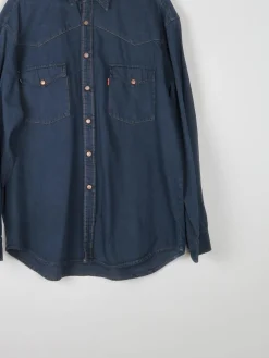Men's Vintage Navy/Black Levis Denim Shirt XL