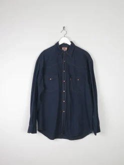 Men's Vintage Navy/Black Levis Denim Shirt XL