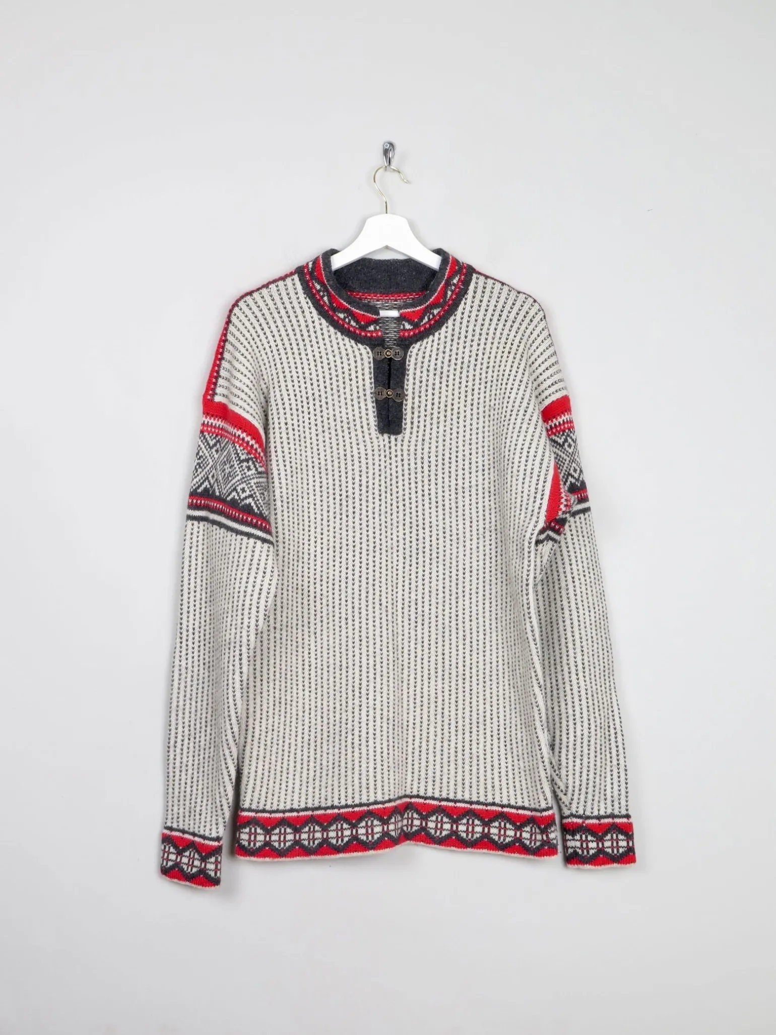 Men's Vintage Nordic Jumper With Metal Clasps L/XL