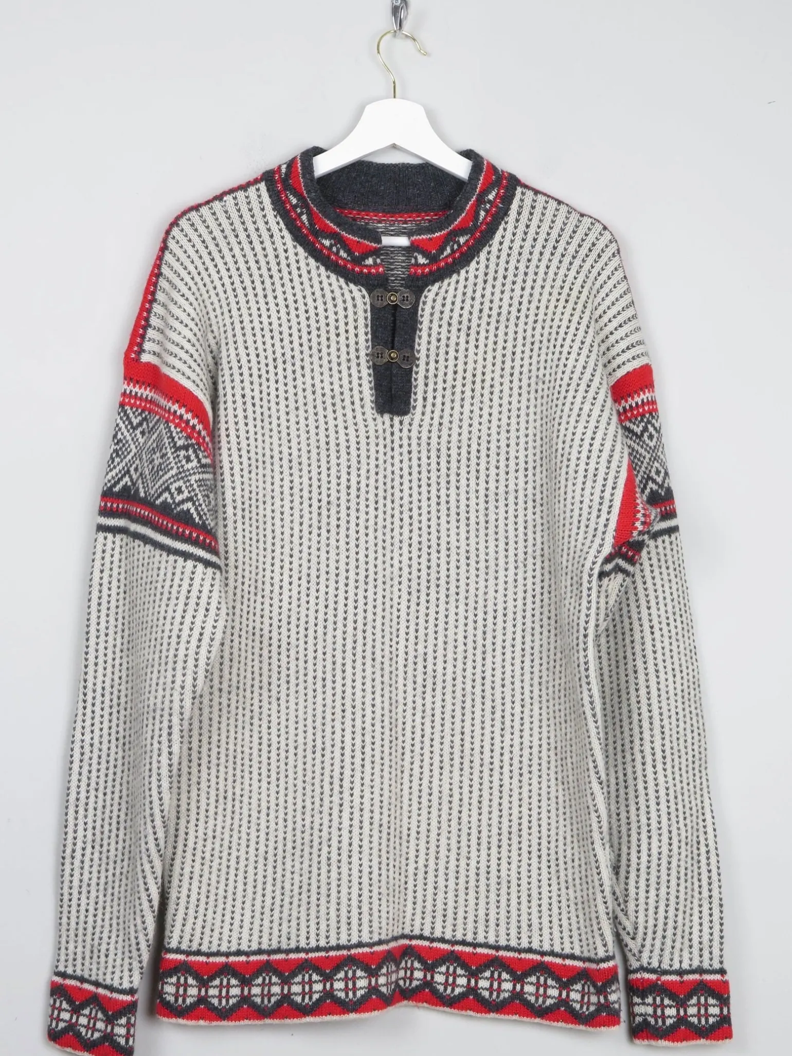 Men's Vintage Nordic Jumper With Metal Clasps L/XL