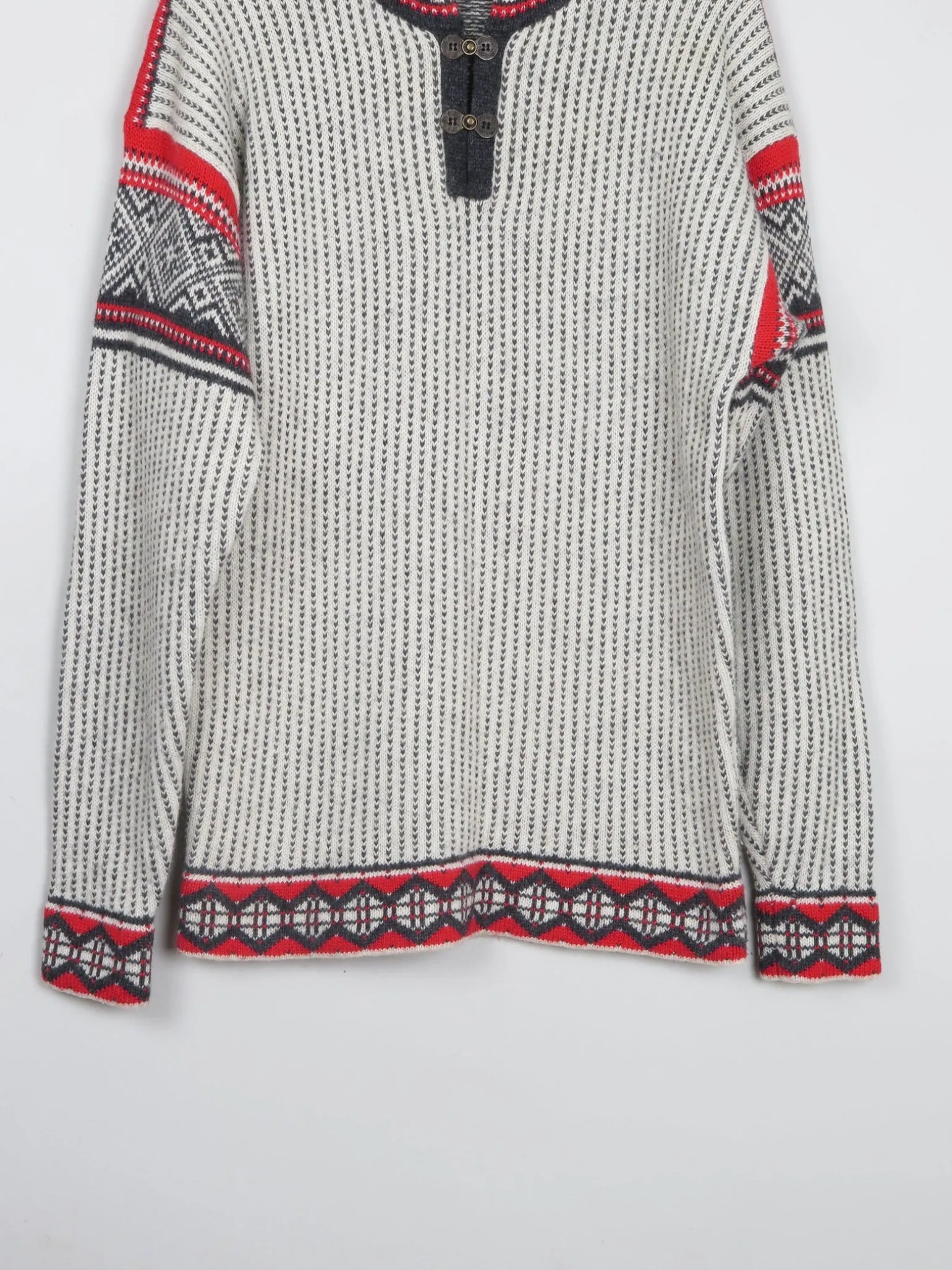 Men's Vintage Nordic Jumper With Metal Clasps L/XL