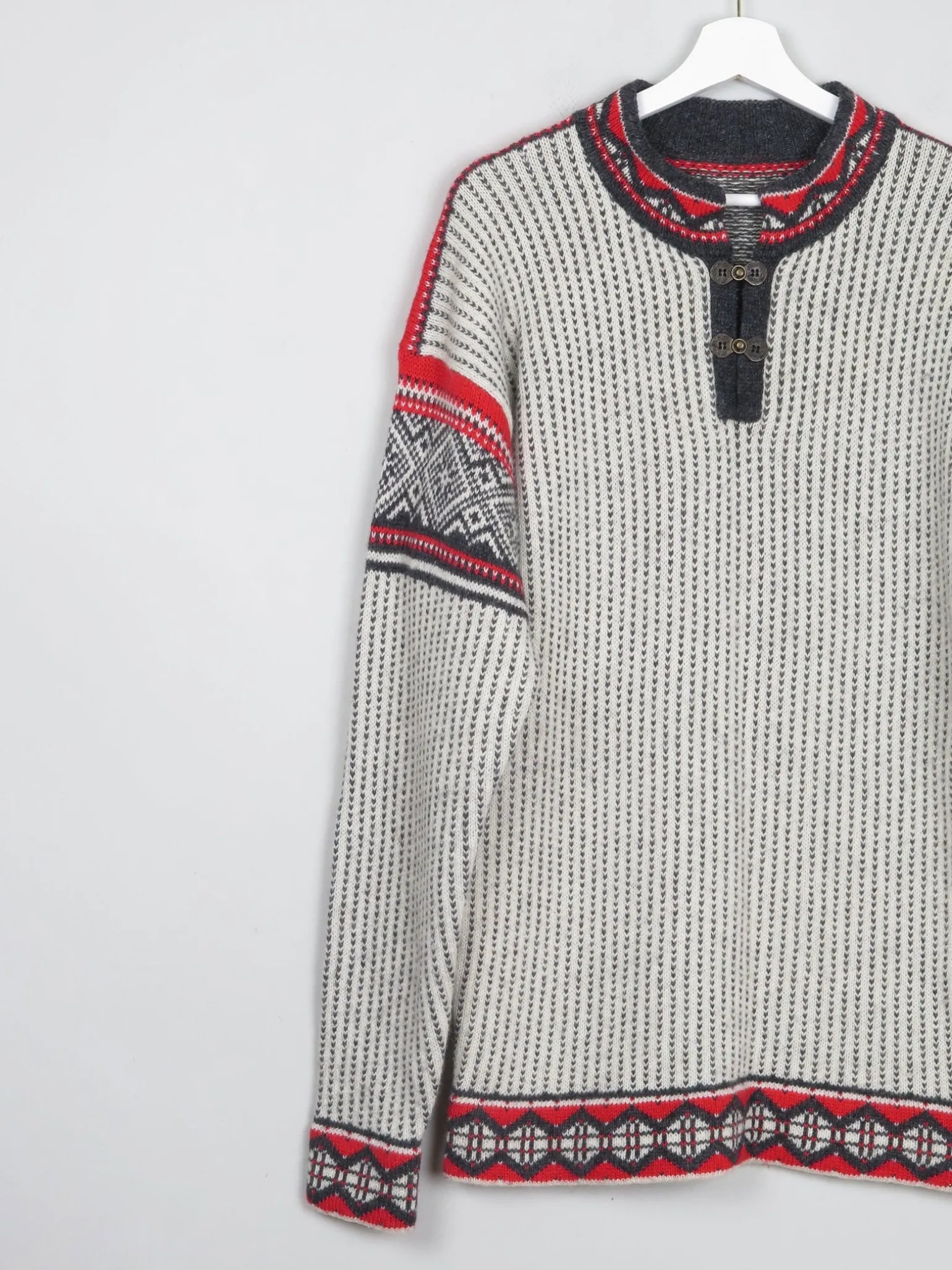 Men's Vintage Nordic Jumper With Metal Clasps L/XL