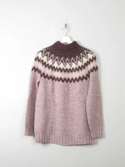 Men's VIntage Nordic Polo Neck Wool Jumper S