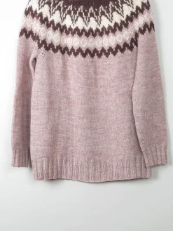 Men's VIntage Nordic Polo Neck Wool Jumper S