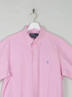 Men's Vintage Pink Check Ralph  Lauren Shirt L