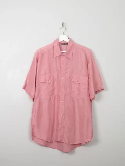 Men's Vintage Pink Silk Shirt XL