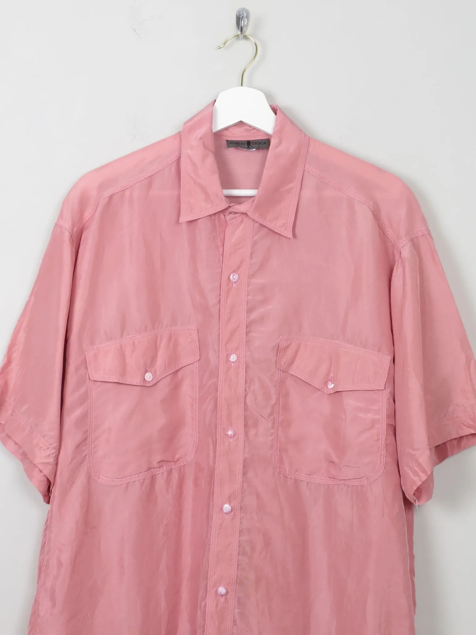 Men's Vintage Pink Silk Shirt XL