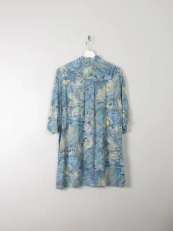 Men's Vintage Printed Blue Shirt L