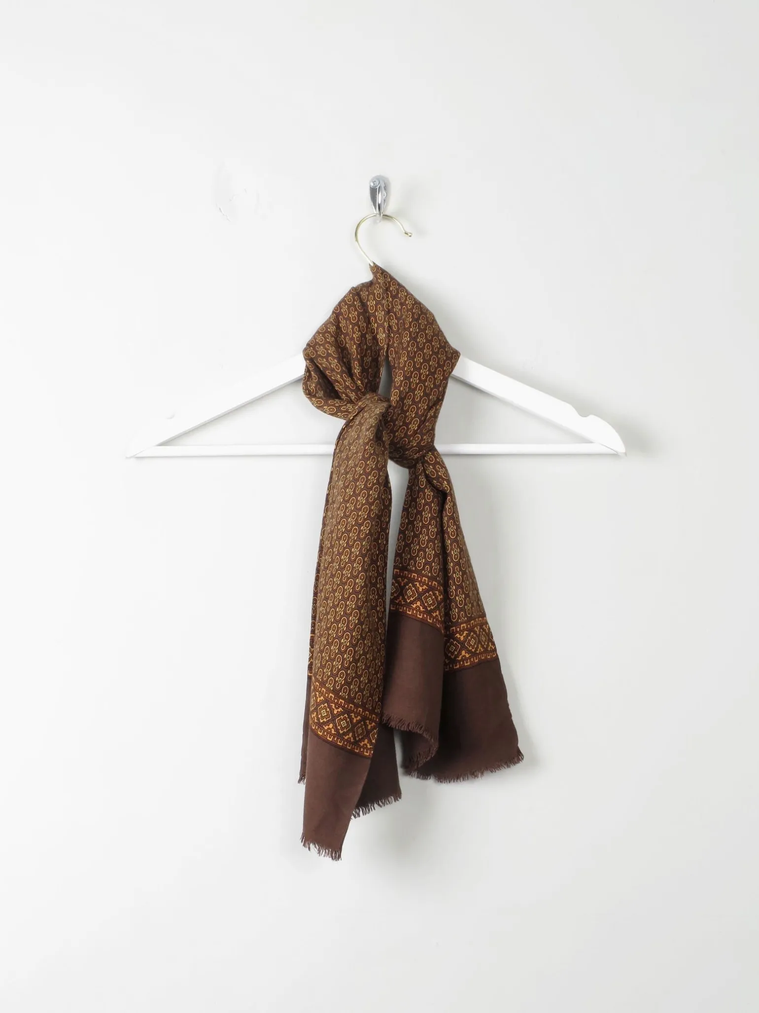 Men's Vintage Printed Mustard & Brown Scarf