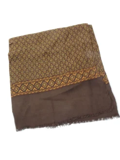 Men's Vintage Printed Mustard & Brown Scarf