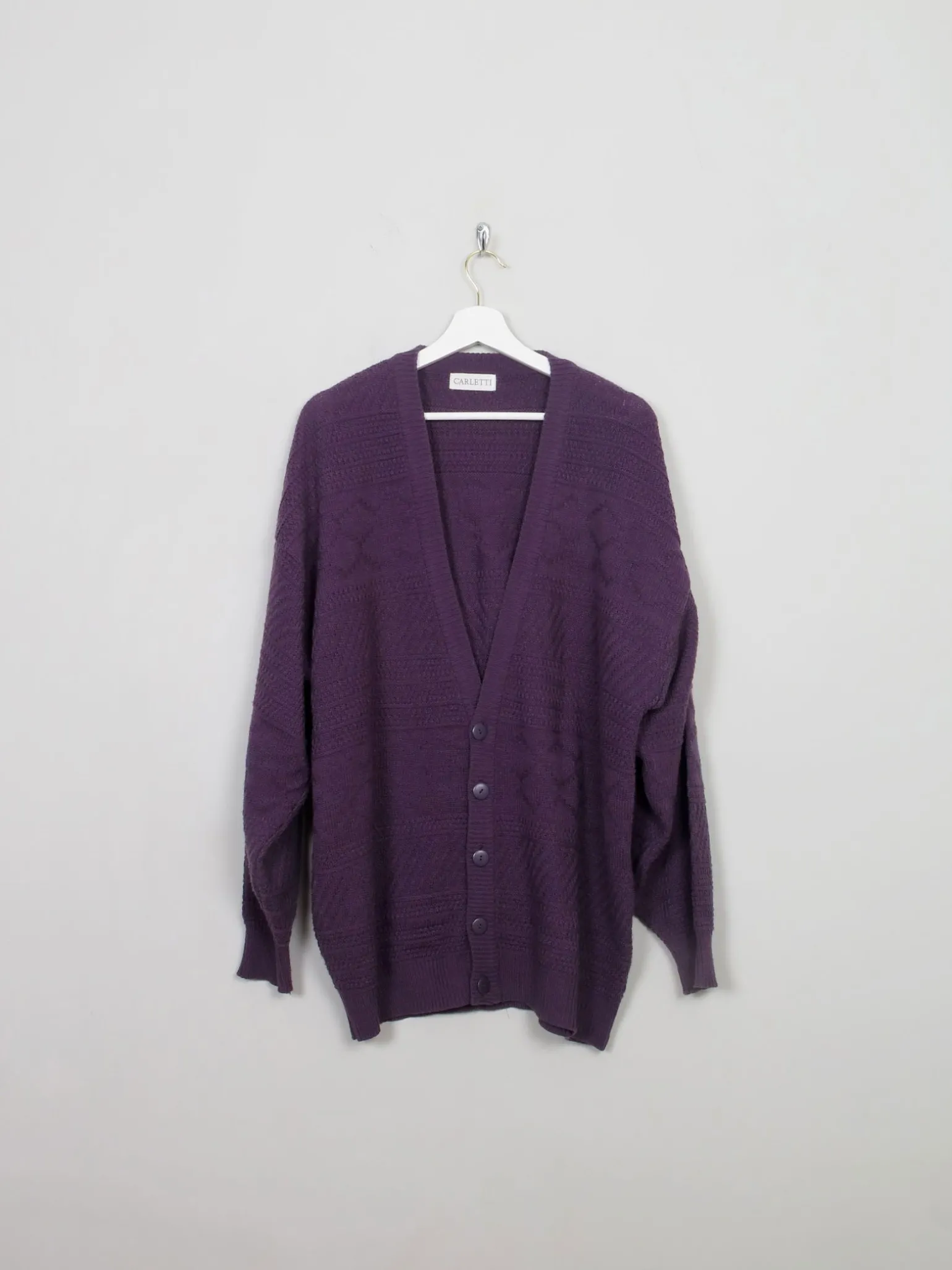 Mens Vintage Purple Cardigan L/XL