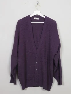 Mens Vintage Purple Cardigan L/XL