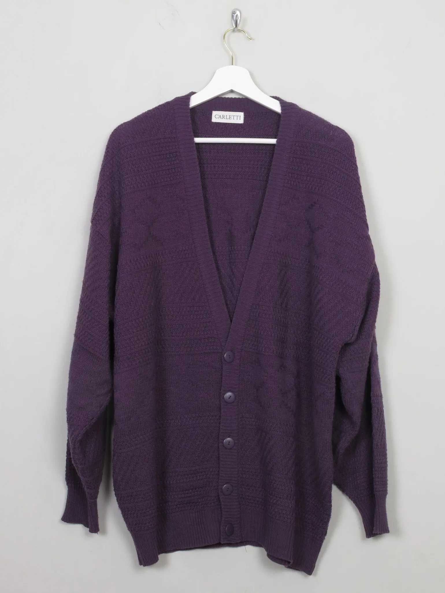 Mens Vintage Purple Cardigan L/XL