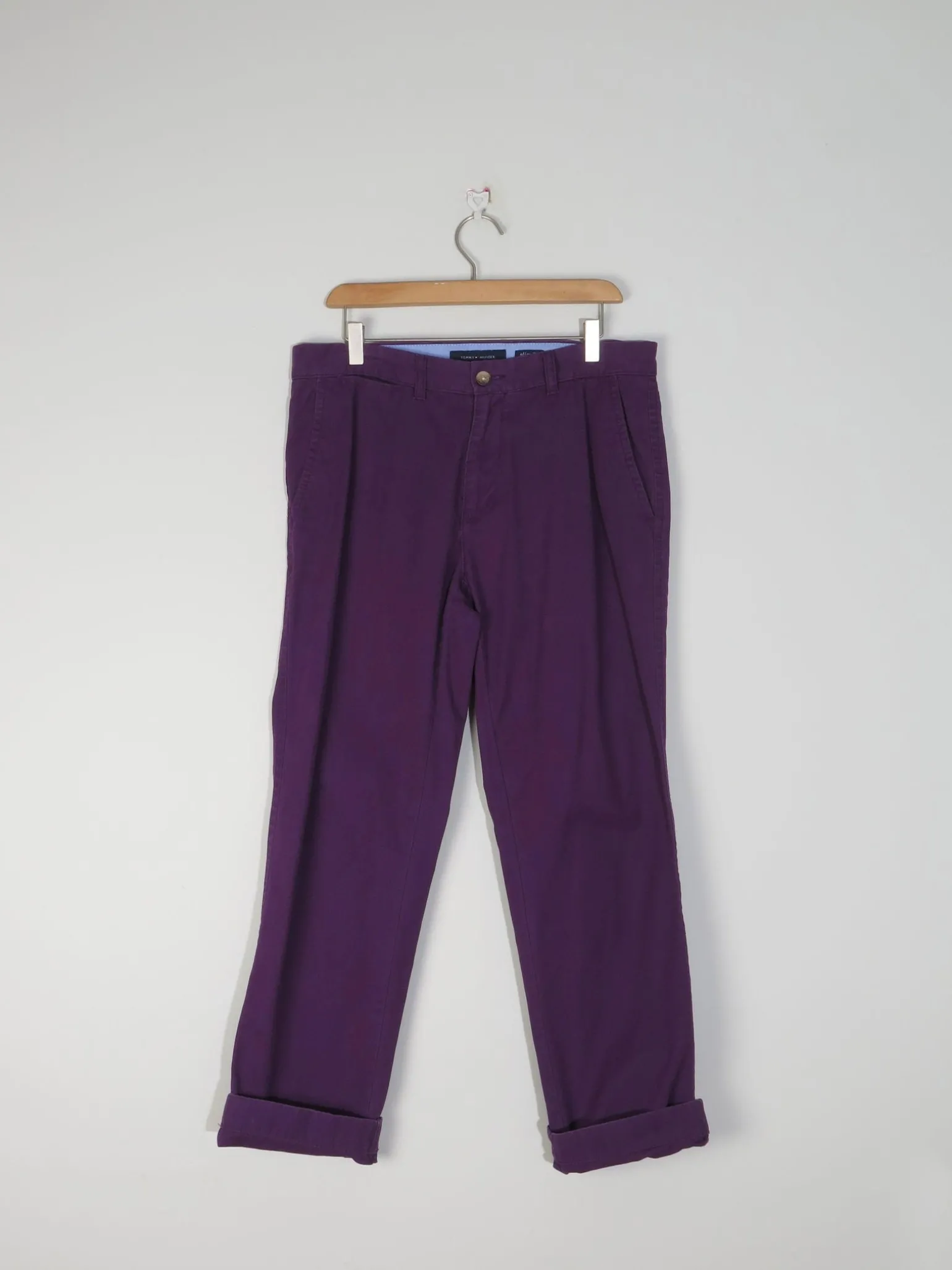 Men's Vintage Purple Tommy Hilfiger Summer Trousers 32/30
