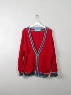 Men's Vintage Red Cardigan Chams M