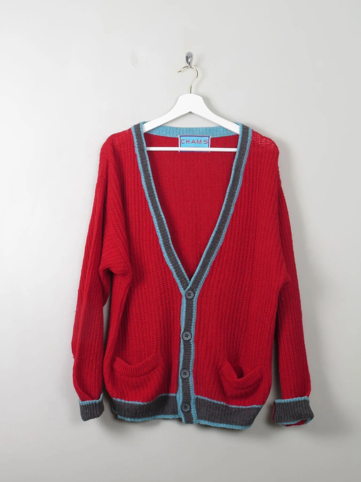 Men's Vintage Red Cardigan Chams M