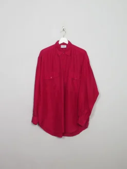 Men's Vintage Red Silk Shirt S