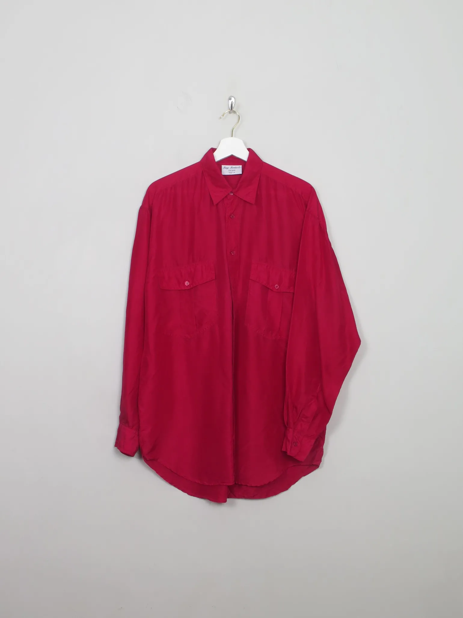 Men's Vintage Red Silk Shirt S