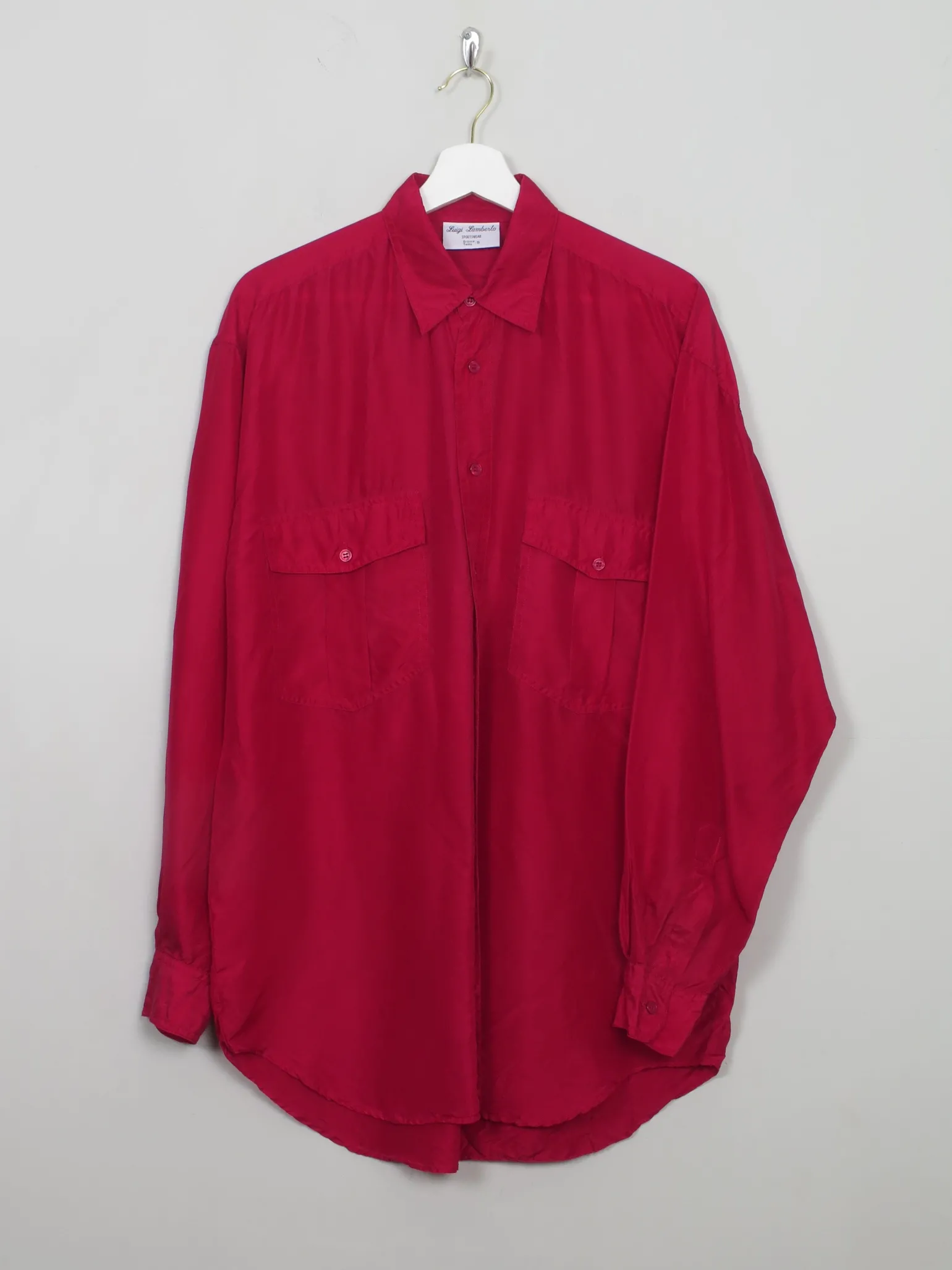 Men's Vintage Red Silk Shirt S
