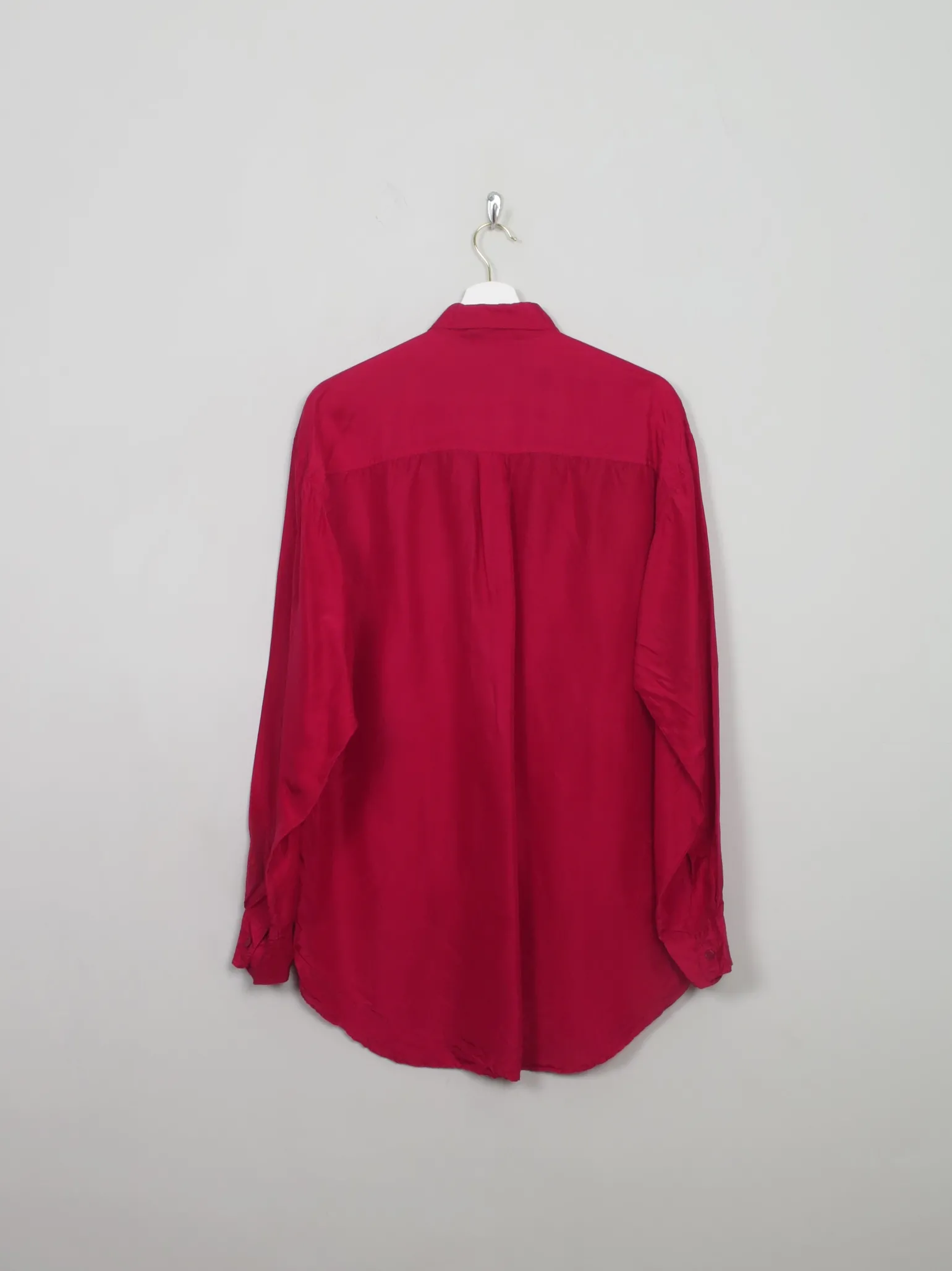 Men's Vintage Red Silk Shirt S