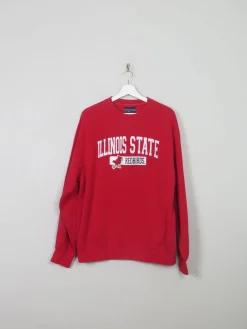 Men's Vintage Red Sweatshirt With Illinois State Logo L