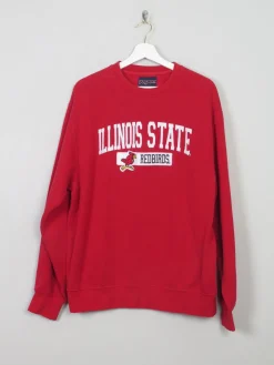 Men's Vintage Red Sweatshirt With Illinois State Logo L