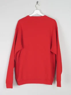 Men's Vintage Red Sweatshirt With Embroidered Logo L