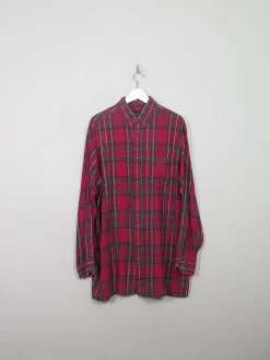 Men's Vintage Red Tartan Flannel Shirt XL