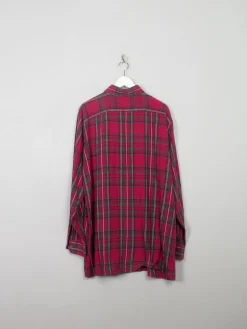Men's Vintage Red Tartan Flannel Shirt XL