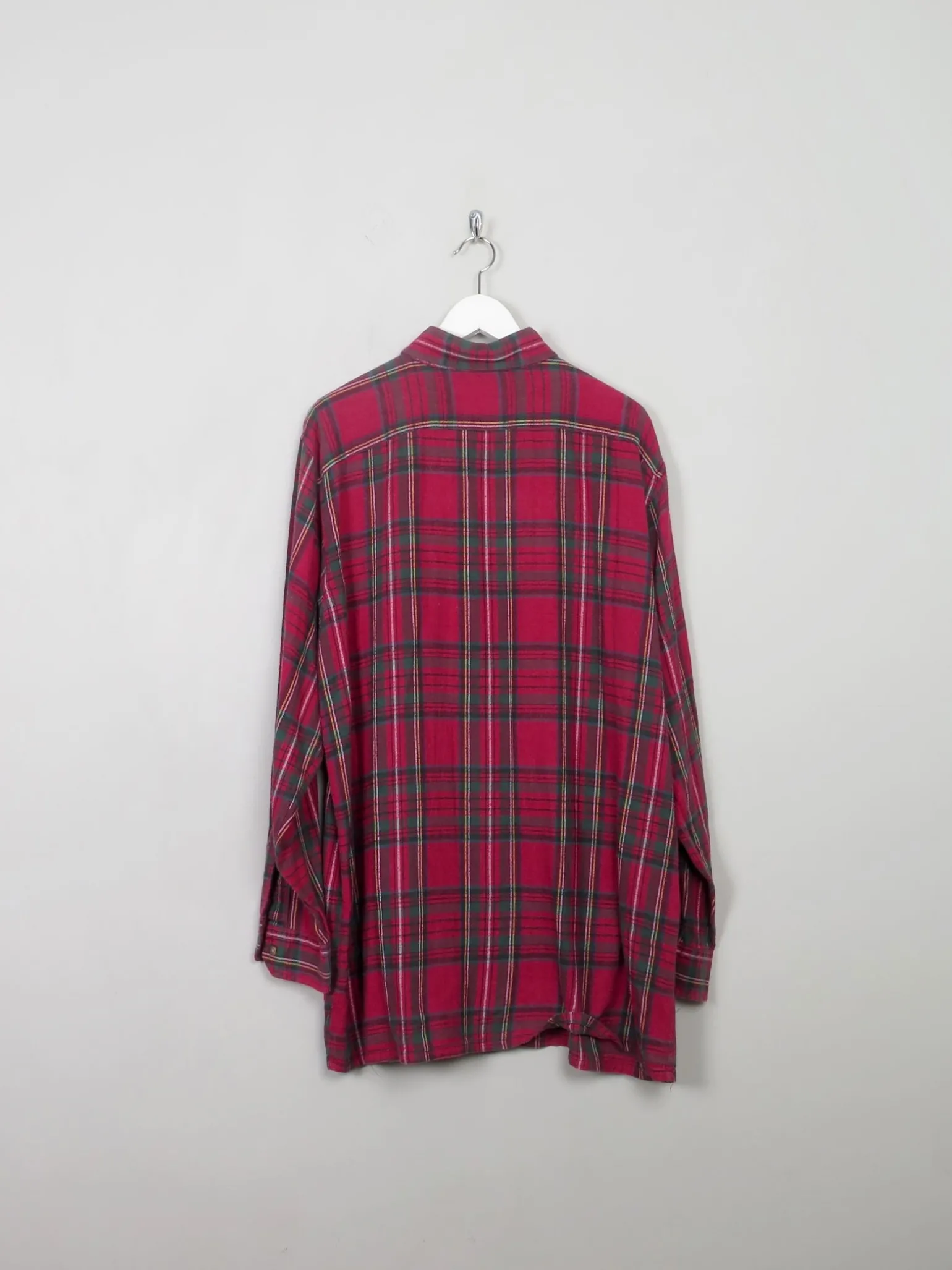 Men's Vintage Red Tartan Flannel Shirt XL